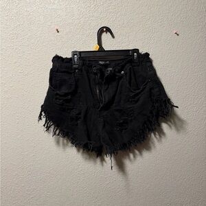 Distressed Black Women Shorts